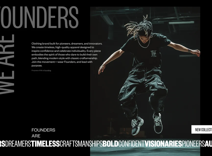 WAF landing page with a dancer mid-jump beside the We Are Founders headline
